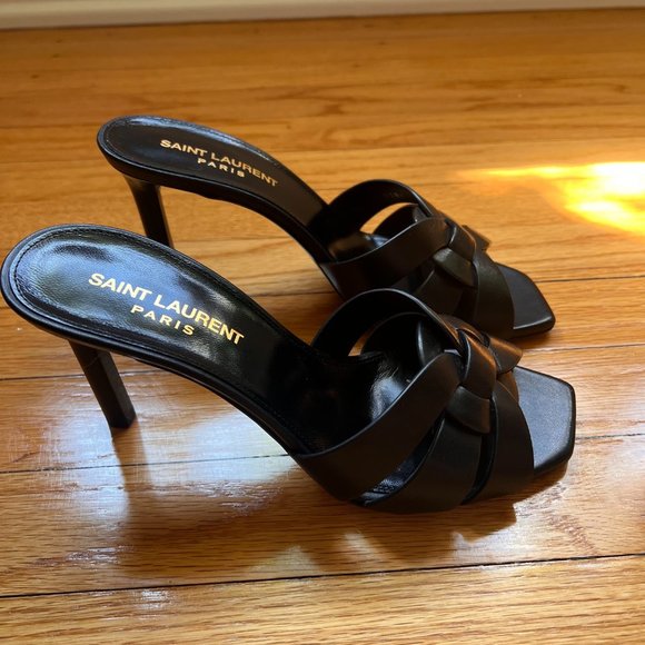 SAINT LAURENT Tribute woven leather mules SZ 36.5 - Picture 14 of 16